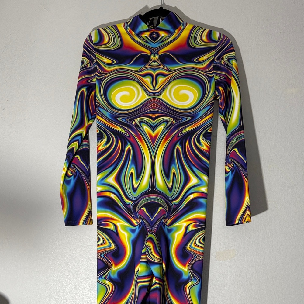 Badinka Multicolor Swirl Long-Sleeve Jumpsuit Dress for Women - Picture 5 of 9